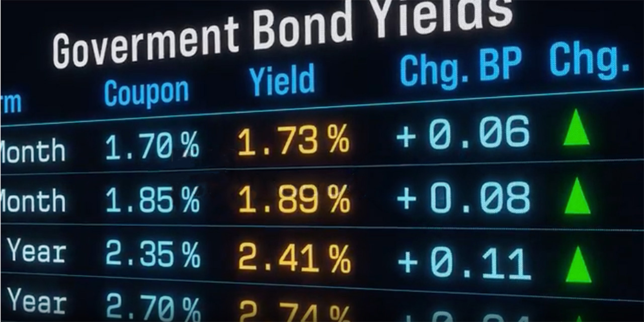 screen displaying tableshowing government bond market data screen displaying tableshowing government bond market data